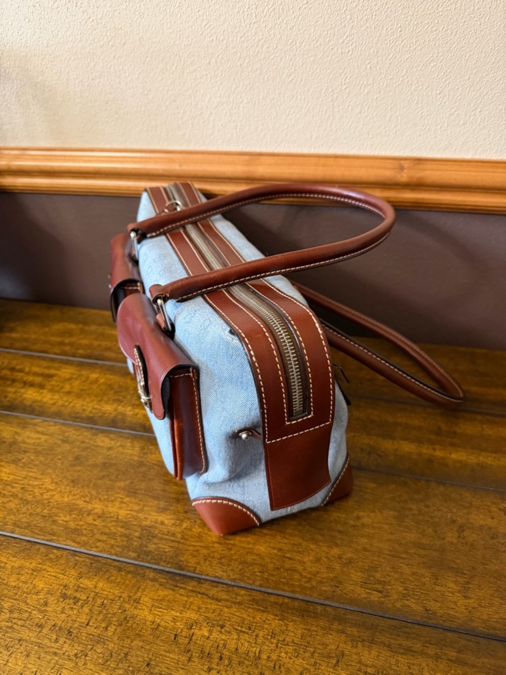 ✨Vintage Dooney & Bourke Y2K Denim Monogram Shoulder Bag Satchel✨ - Picture 6 of 14